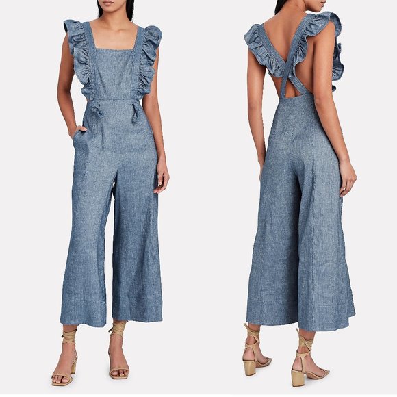 AMUR Pants - NWT! AMUR Chambray Frilled Jumpsuit
